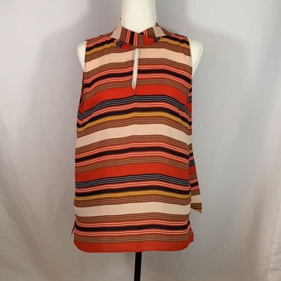 Ann Taylor LOFT Multi Striped Sleeveless Blouse Tank Top - Picture 2 of 9